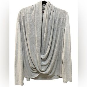 Anthropologie Saturday Sunday Draped Criss Cross Sweater Gray White Womens Small